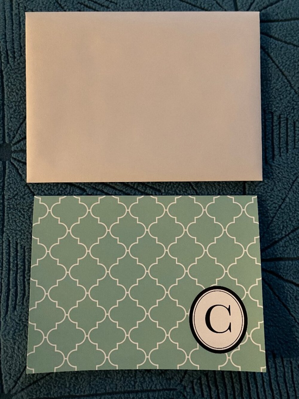 Note Card Cafe - C Letter Monogram - Set of 10 Greeting Cards - Mint/Green
